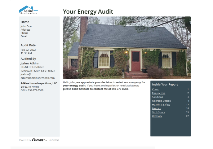 Adkins Home Inspections-Energy Audit Sample Report